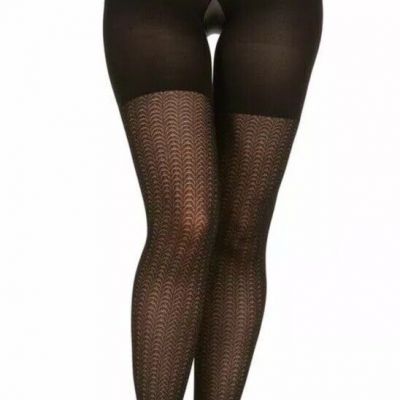 SPANX Size 2 Love Your Assets Textured Shaping Tights in Black Wishbone